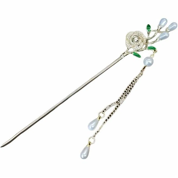 【永不凋零】 指尖瑰宝 古风花朵流苏步摇古典国潮文艺盘发汉服简约百搭对着黄昏许愿 合金/珍珠 发簪 女款