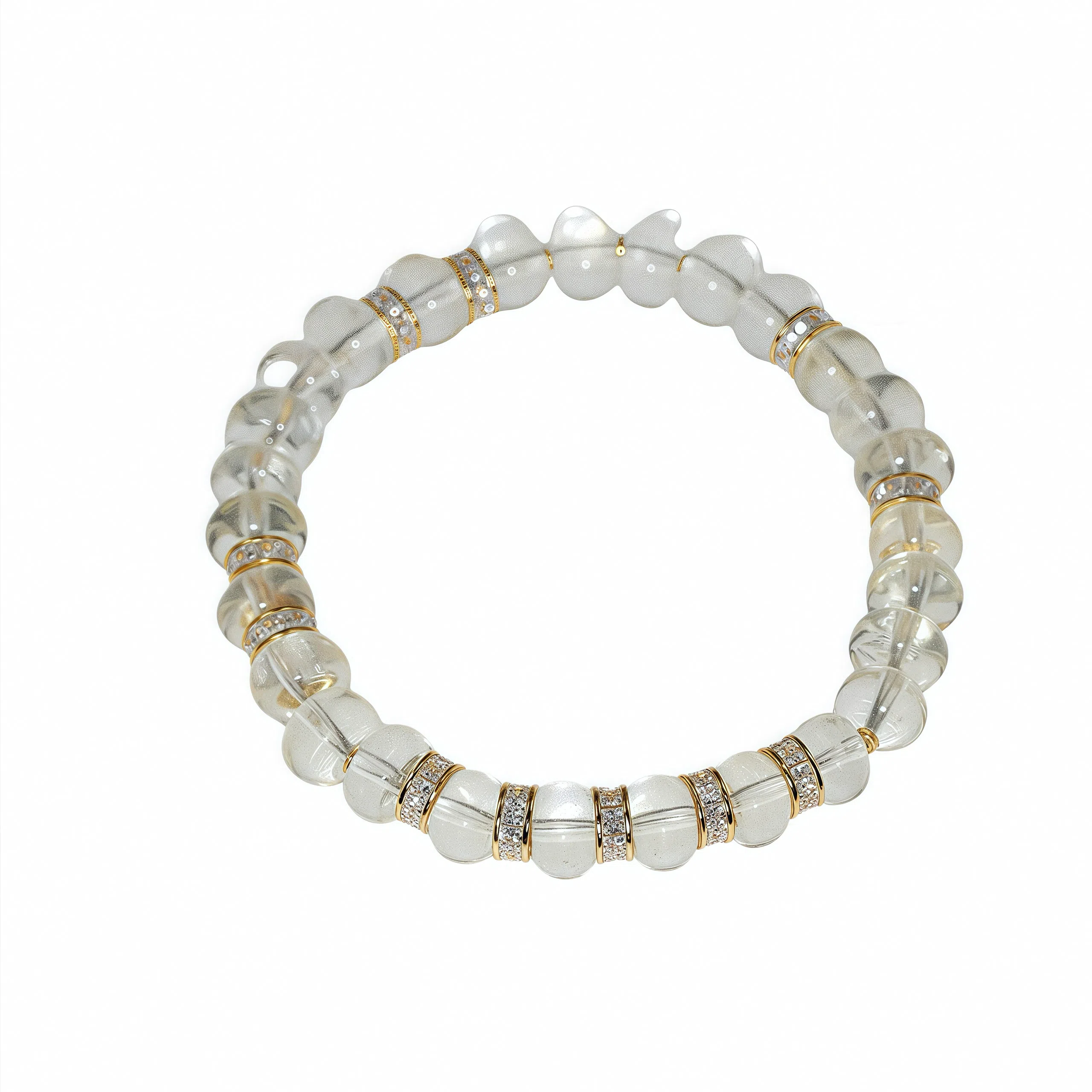 金杰福 星芒金钥 极光金色几何能量环轻奢小众精致天然 白水晶 手串 女款