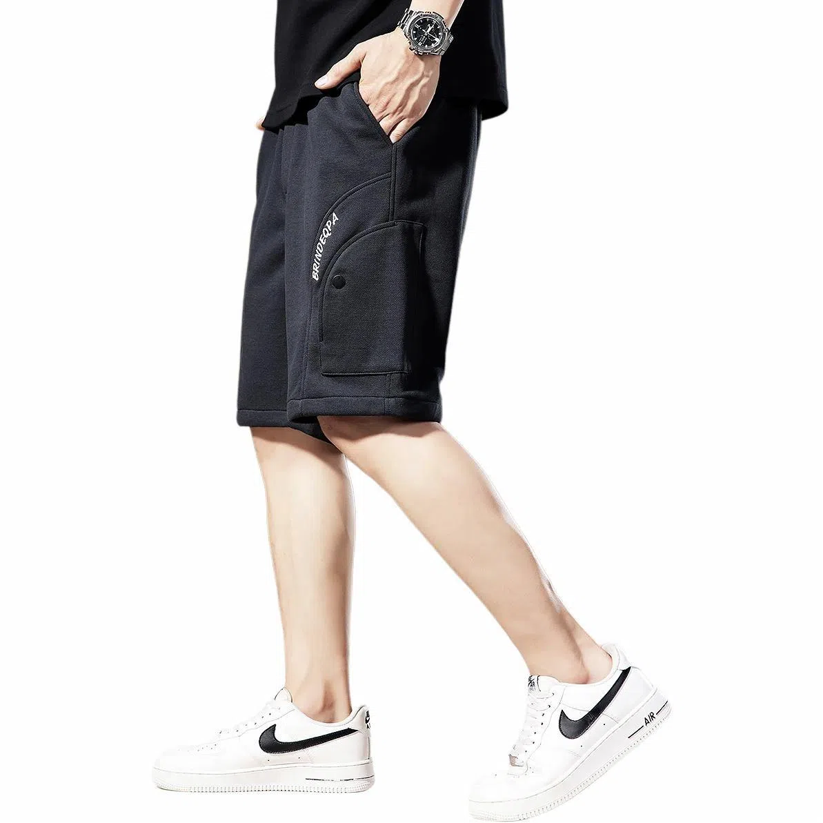 贵色 美式高街重工水洗学院风松弛感设计感针织薄款宽松慵懒风五分中裤子休闲短裤 男女同款