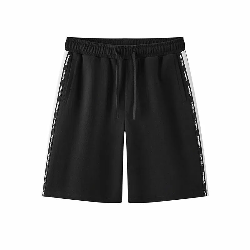 森马 宽松针织肌理感松紧腰五分休闲短裤 男款