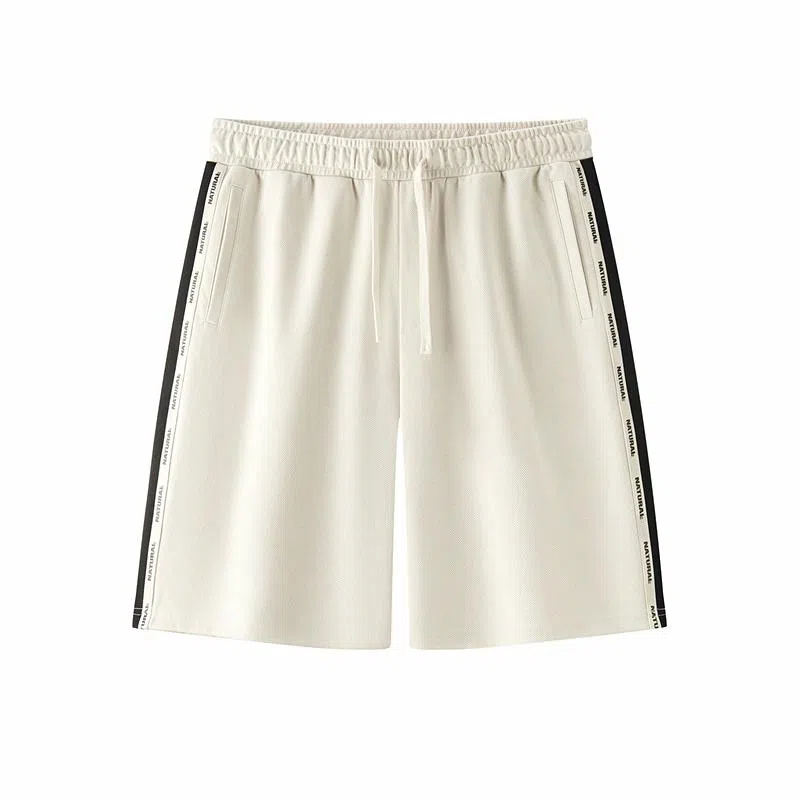 森马 宽松针织肌理感松紧腰五分休闲短裤 男款