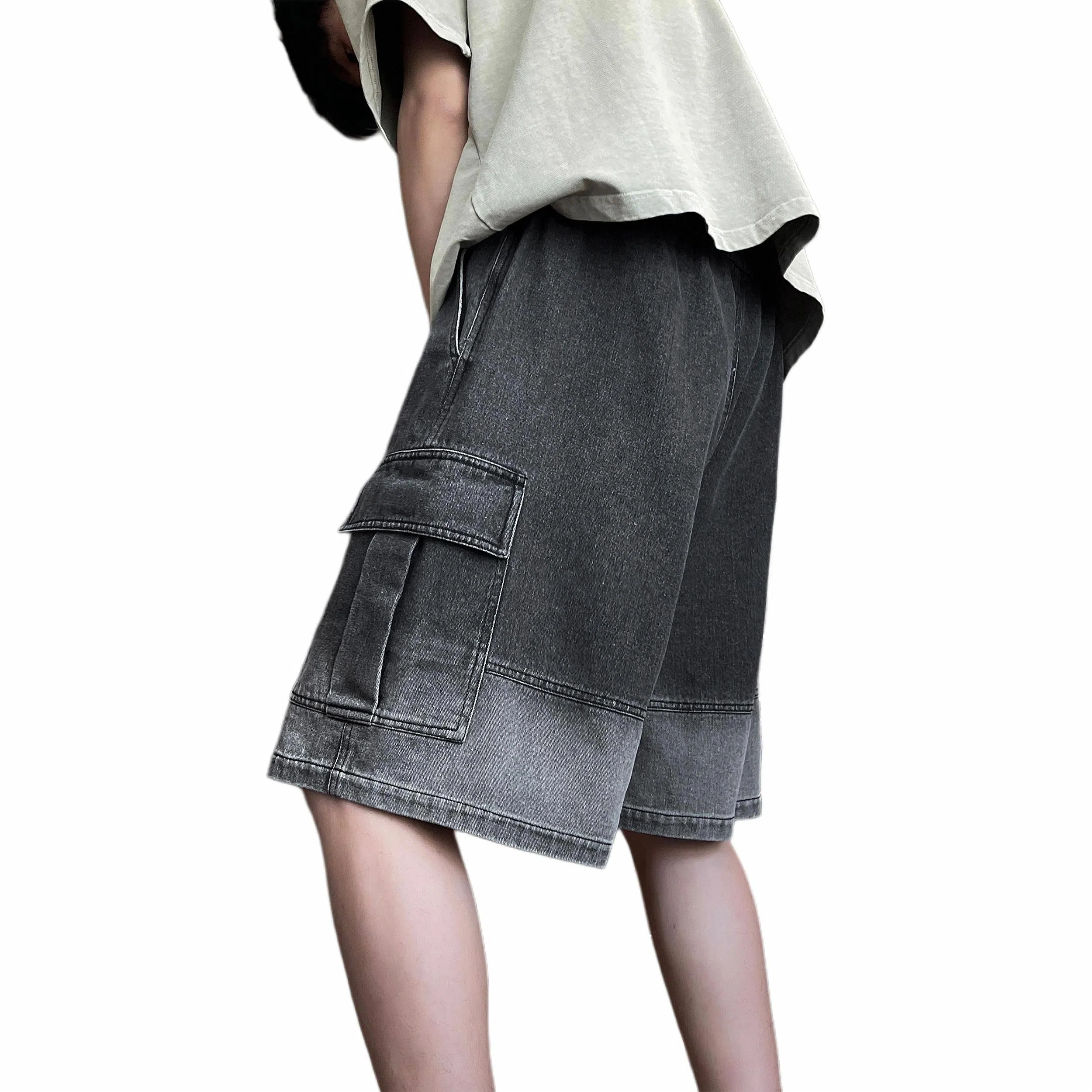 宜而爽 美式复古潮流宽松牛仔短裤 男女同款