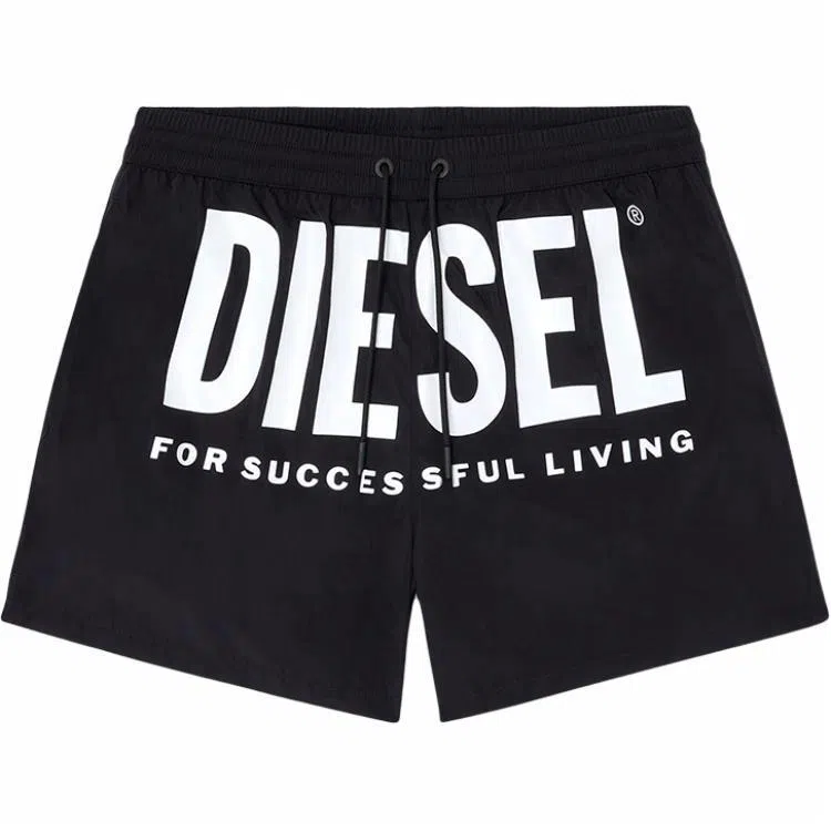 DIESEL Letter Print Swim Shorts Black