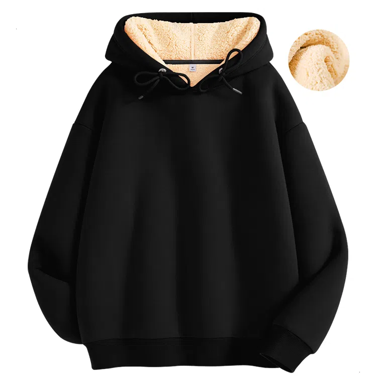 棉致 纯色显白加绒加厚款连帽宽松小众套头舒适简约长袖卫衣 女款