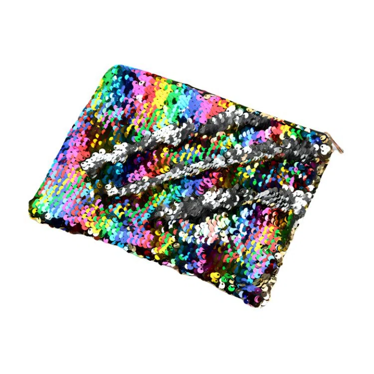 馨枕居 新金色拉链双面笔袋亮片美人鱼笔袋化妆包