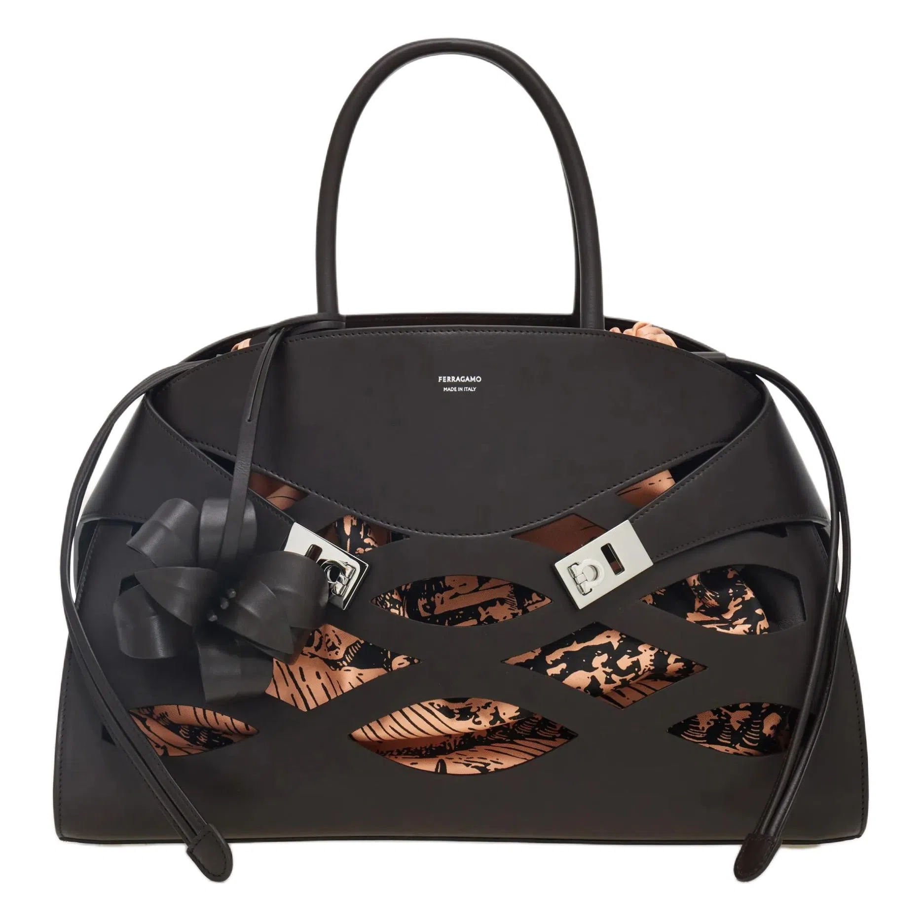 Ferragamo Back to Earth Large Handbag Morocco Brown