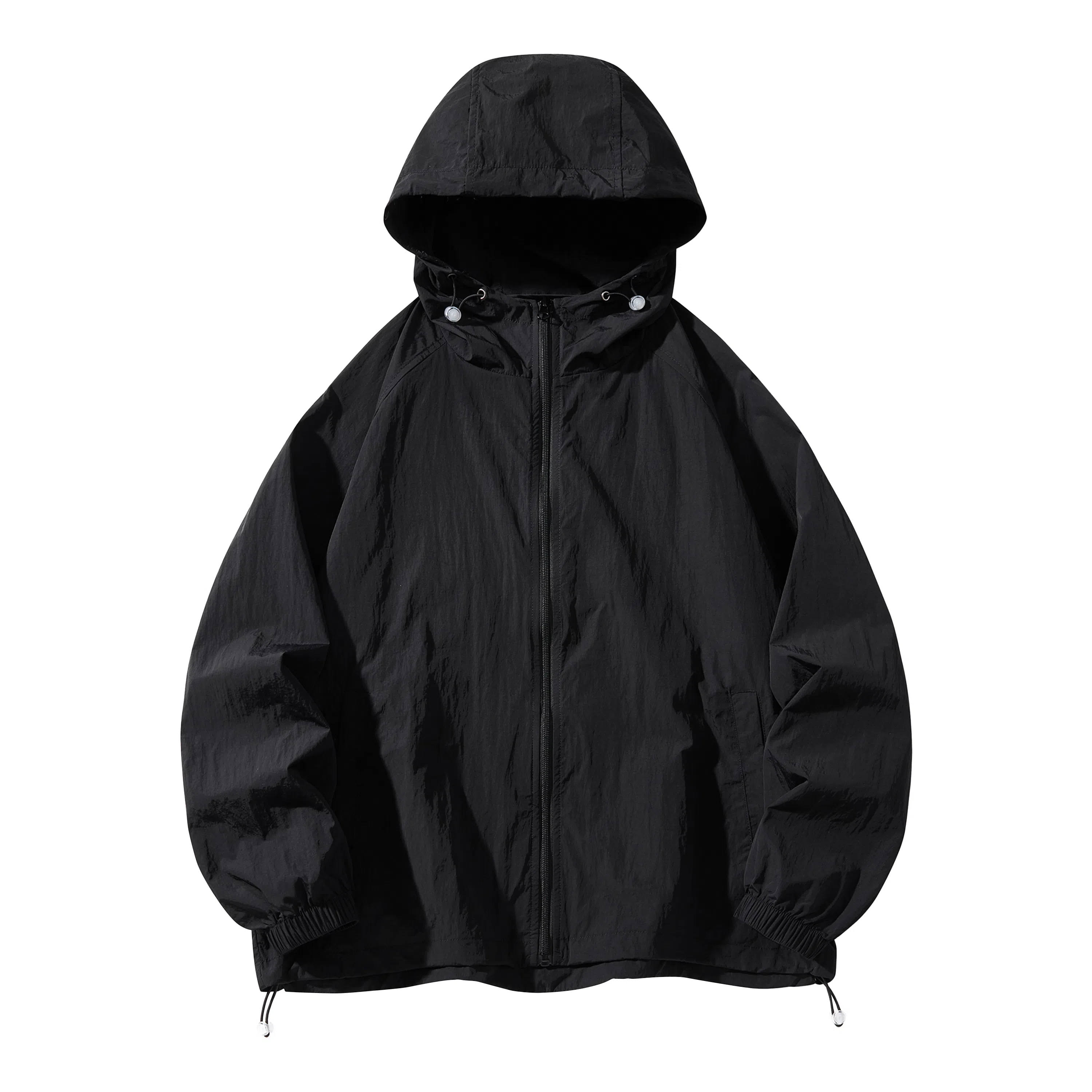 潮流舒适宽松美式时尚设计感简约山系户外露营通勤轻薄运动吸汗速干休闲多功能超轻透气凉感抽绳连帽情侣百搭外套防晒服 男女同款