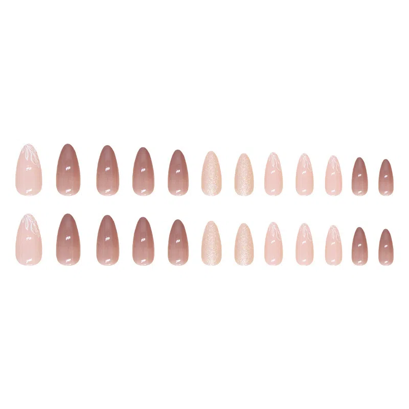 馨枕居 气质显白  穿戴甲 杏仁裸色浅咖跳色 细闪