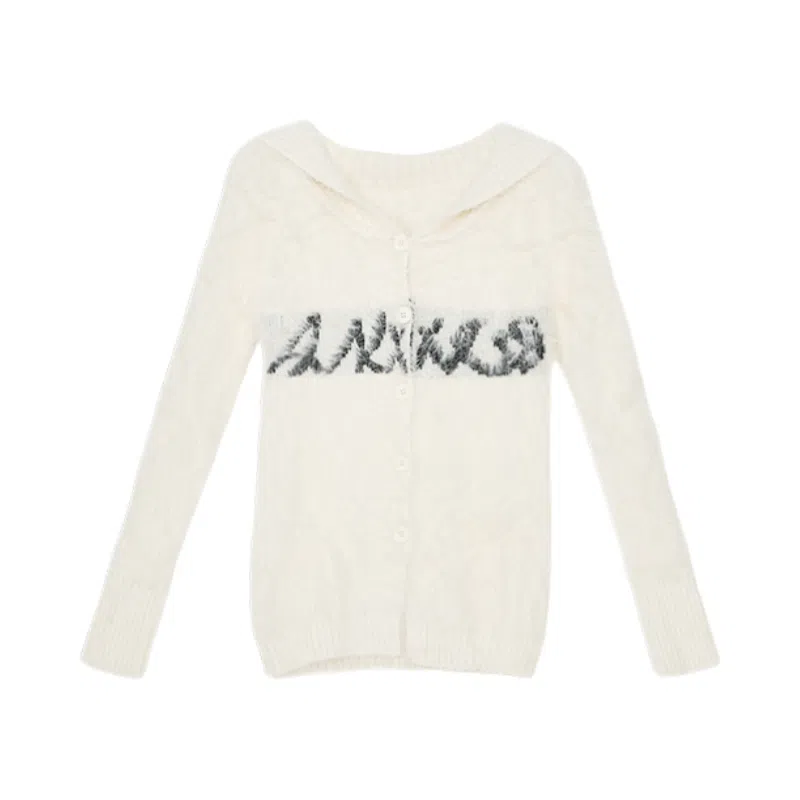 柏黛妃 一字领慵懒风字母软糯针织衫 女款