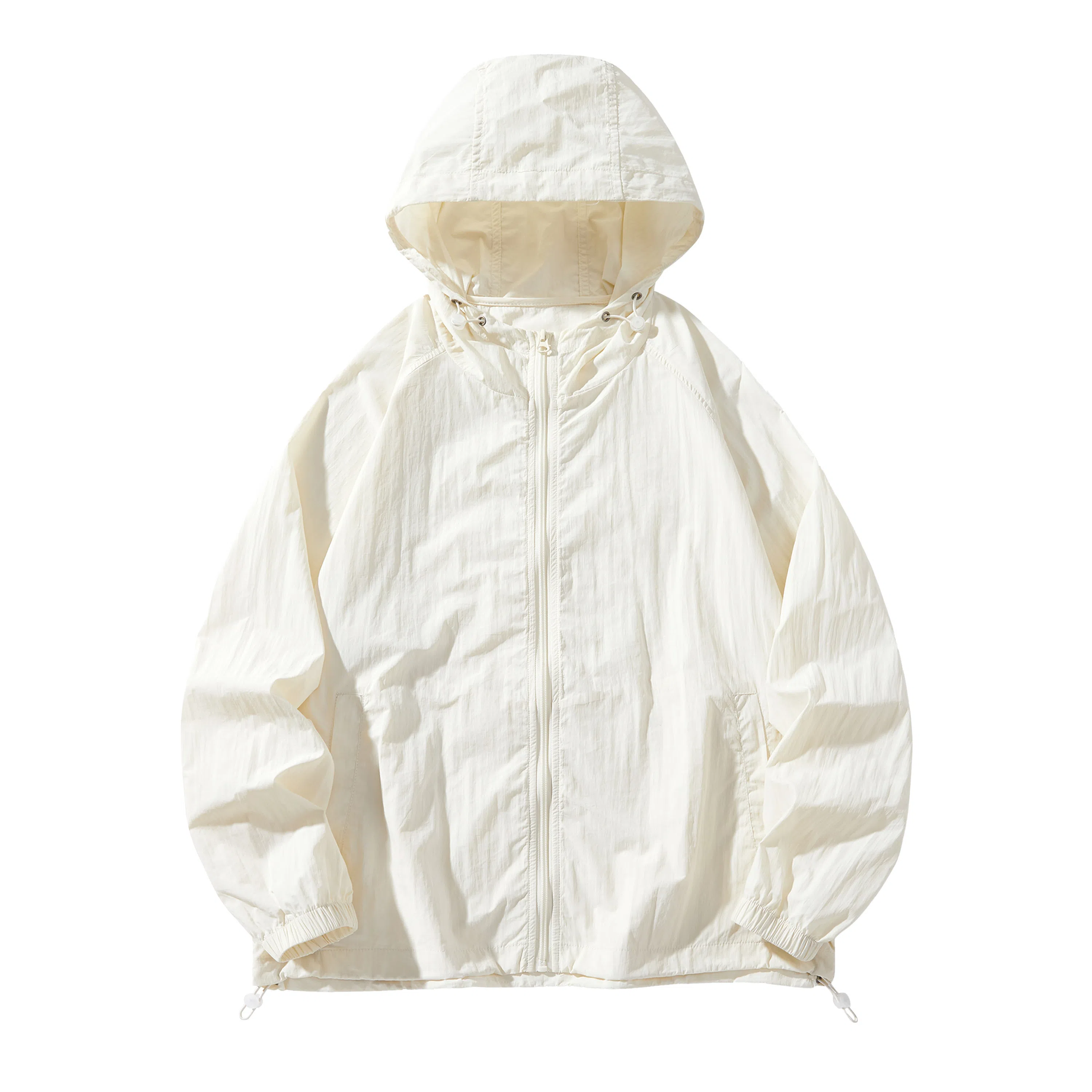 潮流舒适宽松美式时尚设计感简约山系户外露营通勤轻薄运动吸汗速干休闲多功能超轻透气凉感抽绳连帽情侣百搭外套防晒服 男女同款