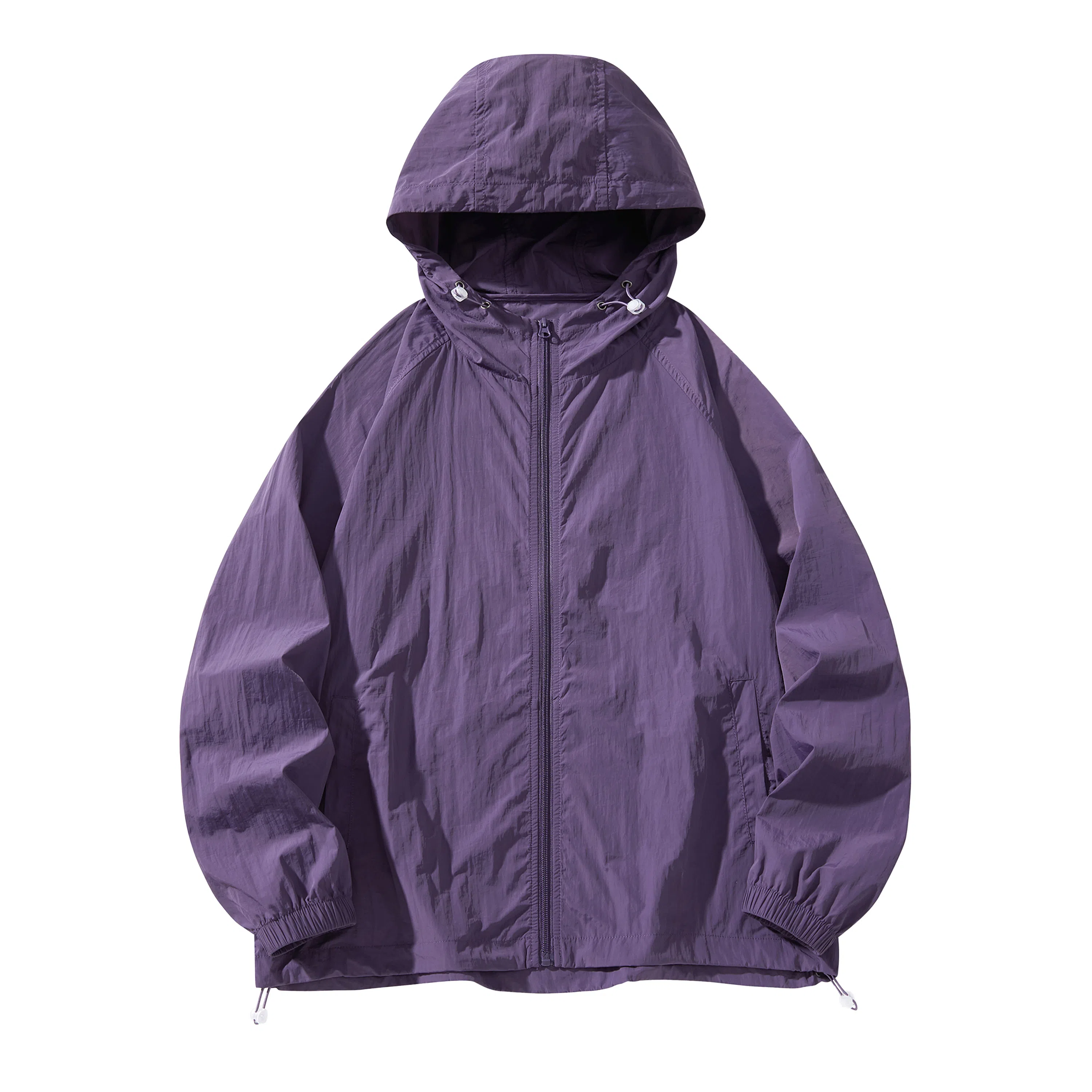 潮流舒适宽松美式时尚设计感简约山系户外露营通勤轻薄运动吸汗速干休闲多功能超轻透气凉感抽绳连帽情侣百搭外套防晒服 男女同款