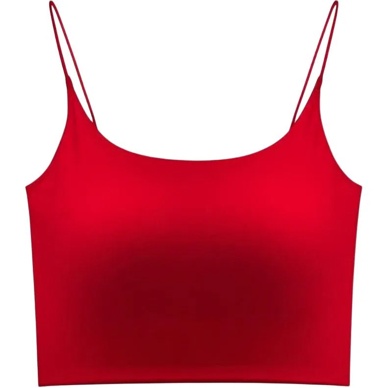 秀黛 纯色带胸垫后背镂空美背修身吊带 女款