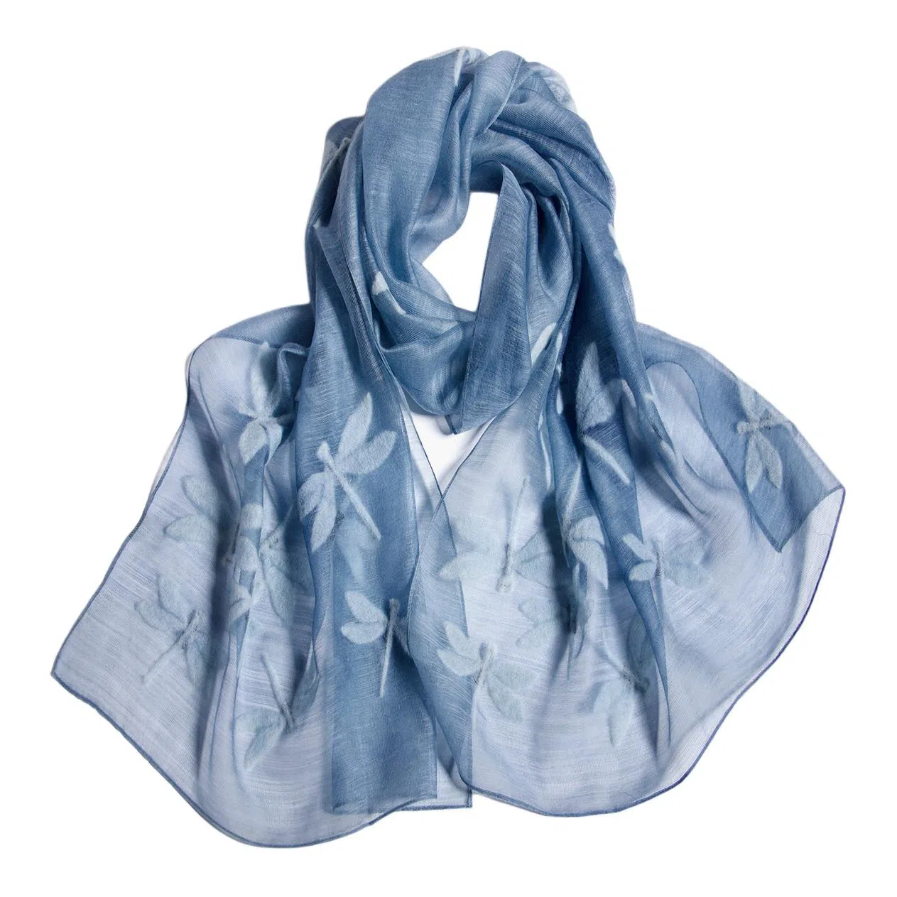 红豆 真丝时尚绣花长巾 羊毛桑蚕丝混纺 丝巾 女款