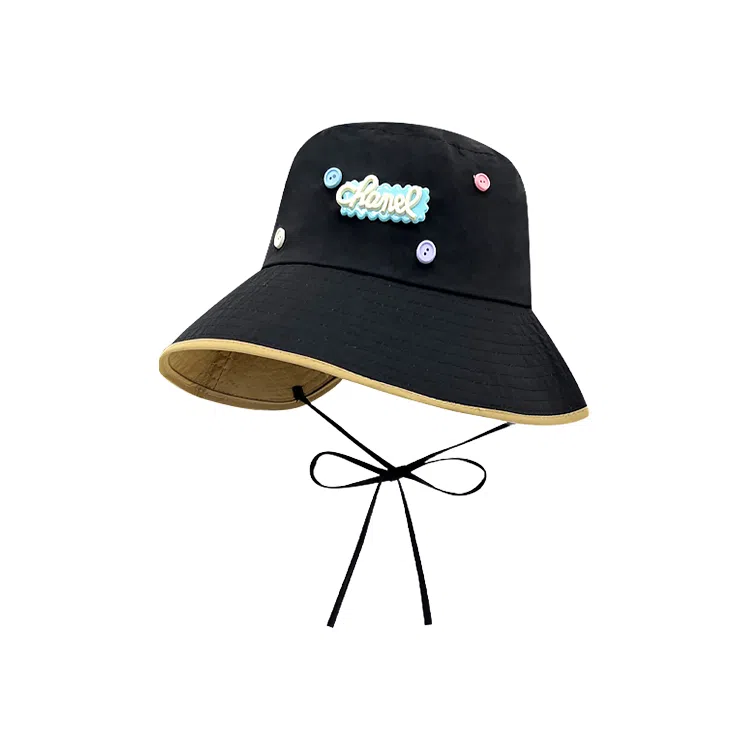 浪莎 春夏季可爱纽扣字母速干户外出游登山露营遮阳防晒大头围显脸小盆帽 聚酯纤维 渔夫帽 男女同款情侣款