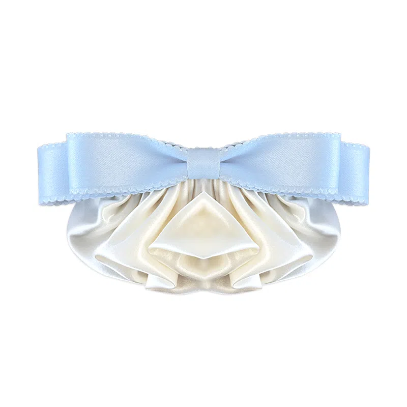 蒙妮 缎面蝴蝶结褶皱侧边夹 涤纶 发夹 女款