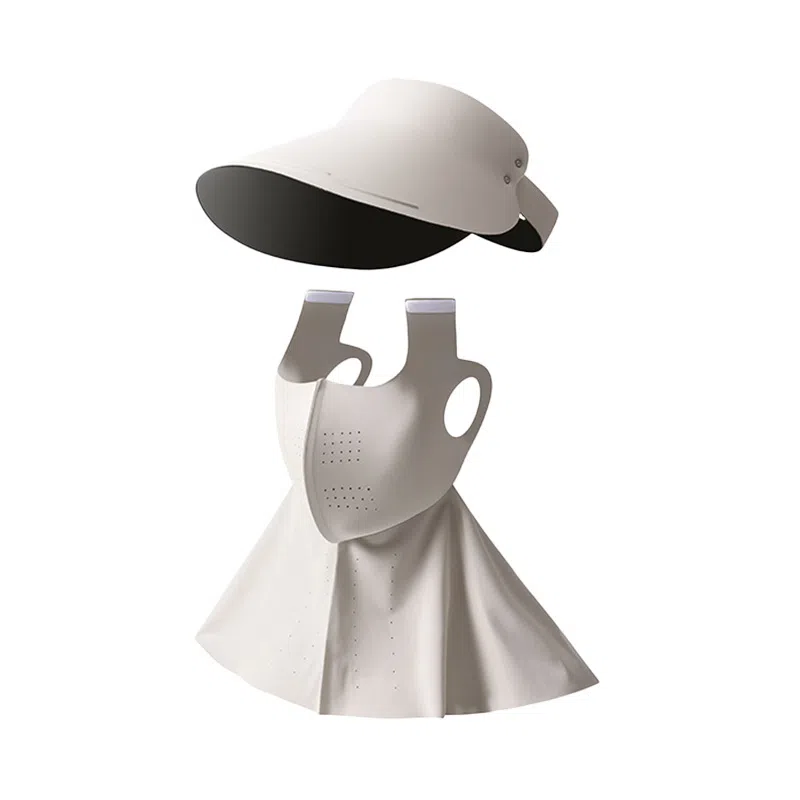 【UPF50+二合一】 祎步康 可拆卸 夏季防紫外线全脸护颈一体遮阳帽百搭冰丝口罩 锦纶 防晒面罩 女款