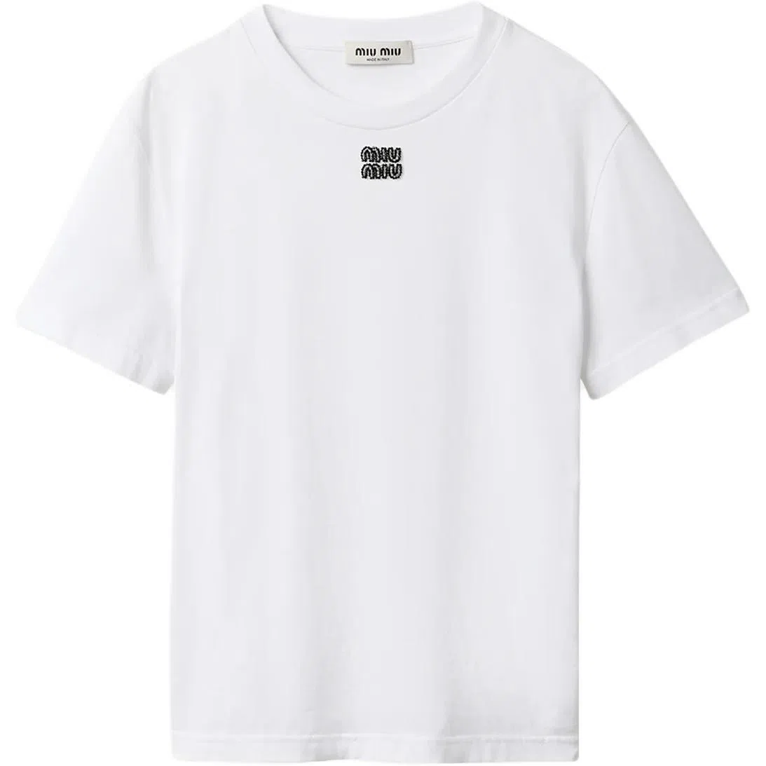 Miu Miu Logo Embellished T-Shirt White