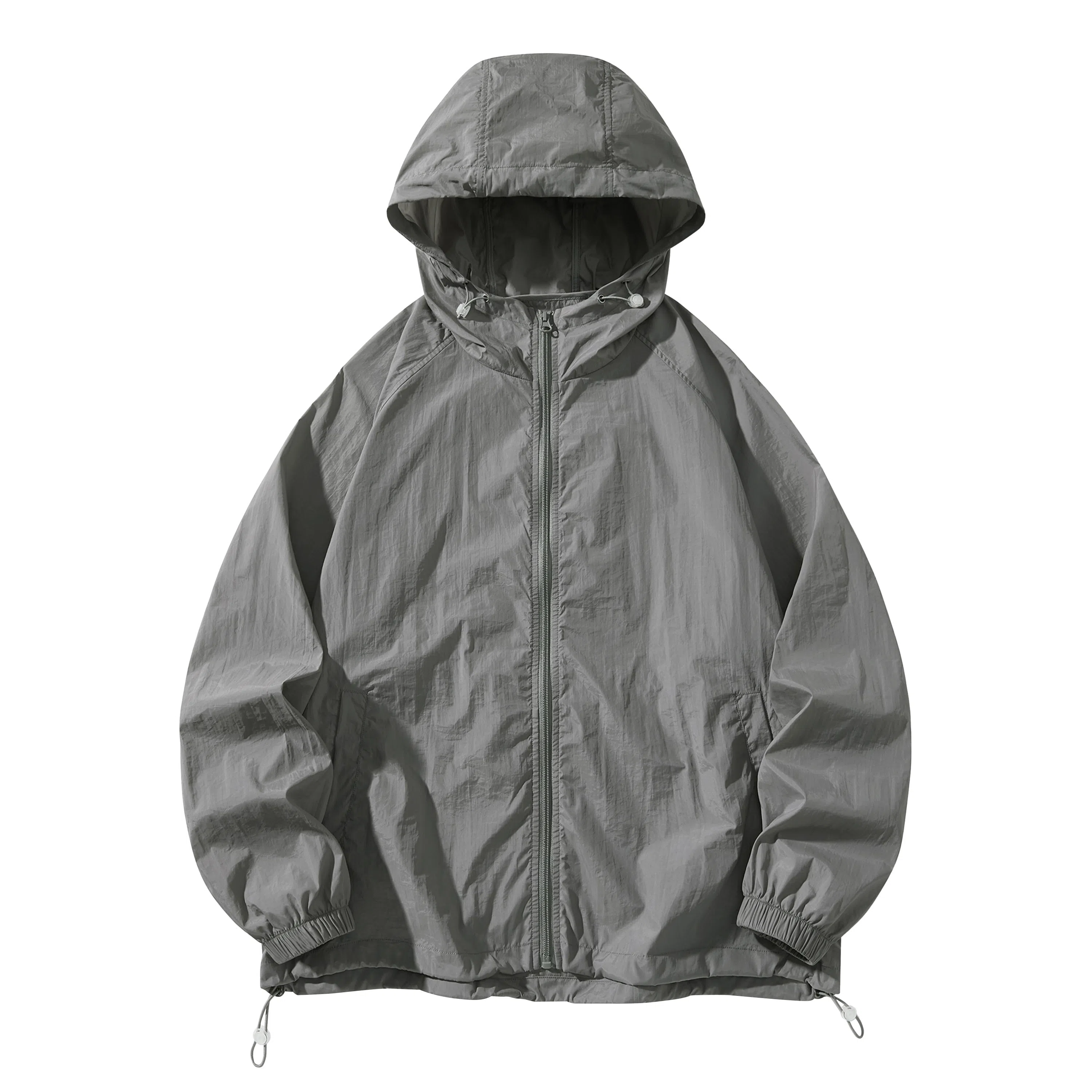 潮流舒适宽松美式时尚设计感简约山系户外露营通勤轻薄运动吸汗速干休闲多功能超轻透气凉感抽绳连帽情侣百搭外套防晒服 男女同款