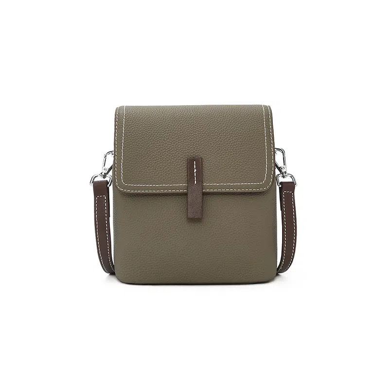 老人头 时尚简约气质通勤高级质感 牛皮革 单肩包 女款 大象灰/米白色/黑色