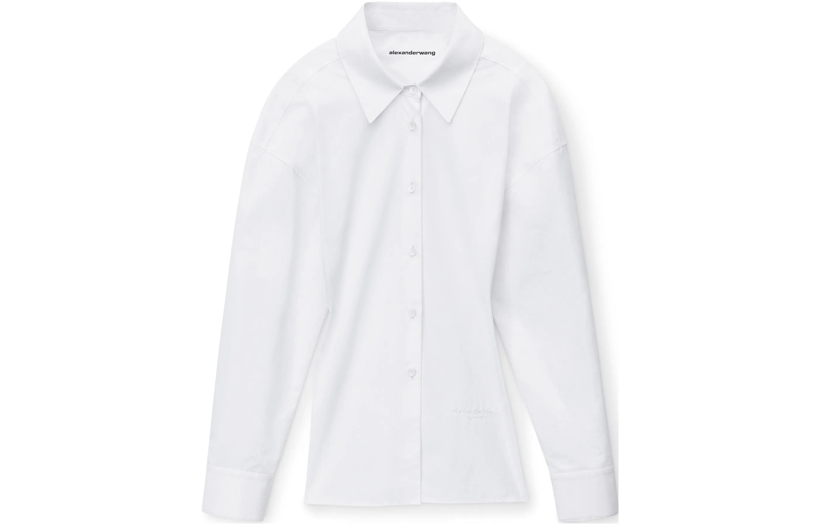 alexander wang FW23 Cotton Cinched Button Up With Ribbed Trim