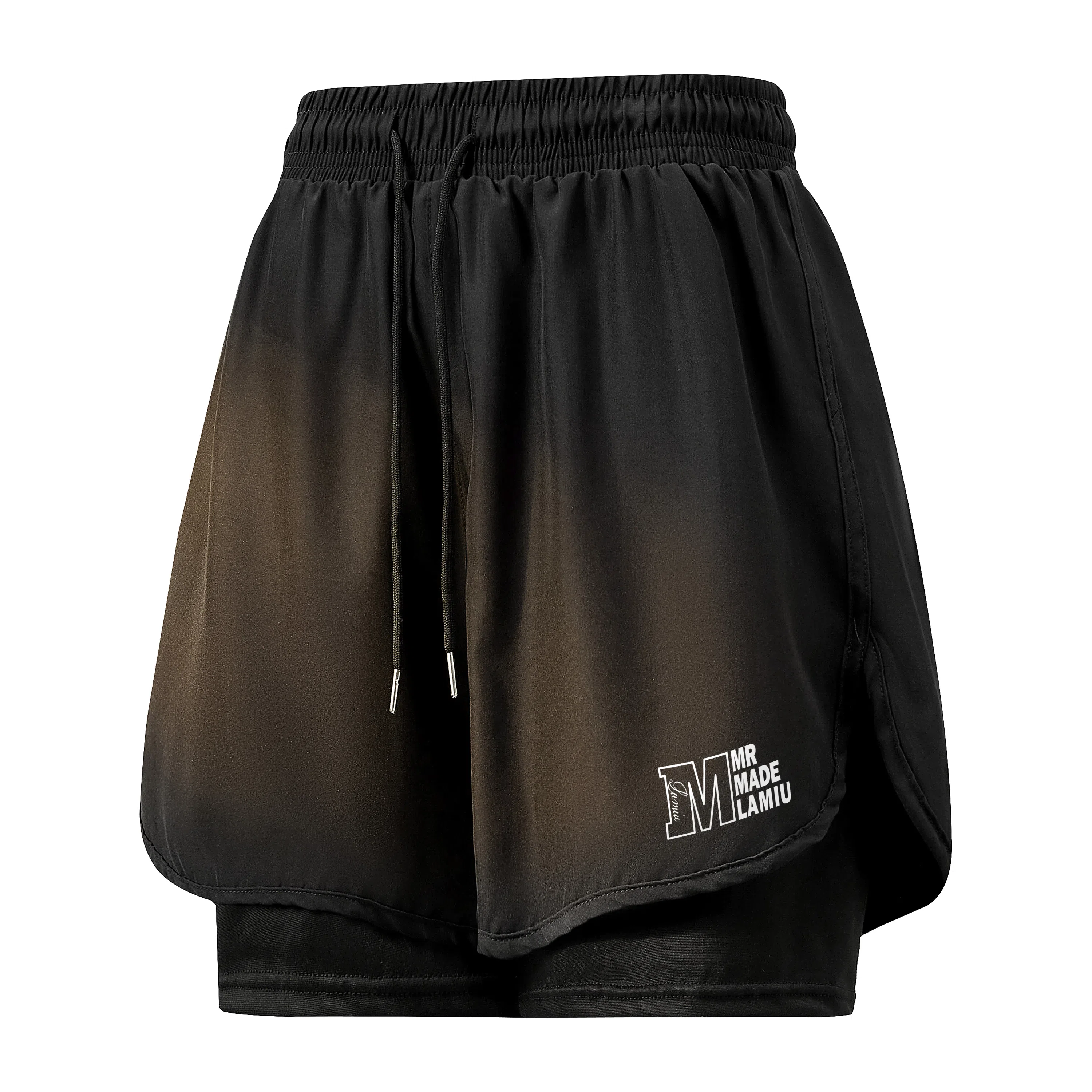 兰缪 日系纯色透气柔软户外宽松亲肤运动五分裤休闲短裤 男女同款