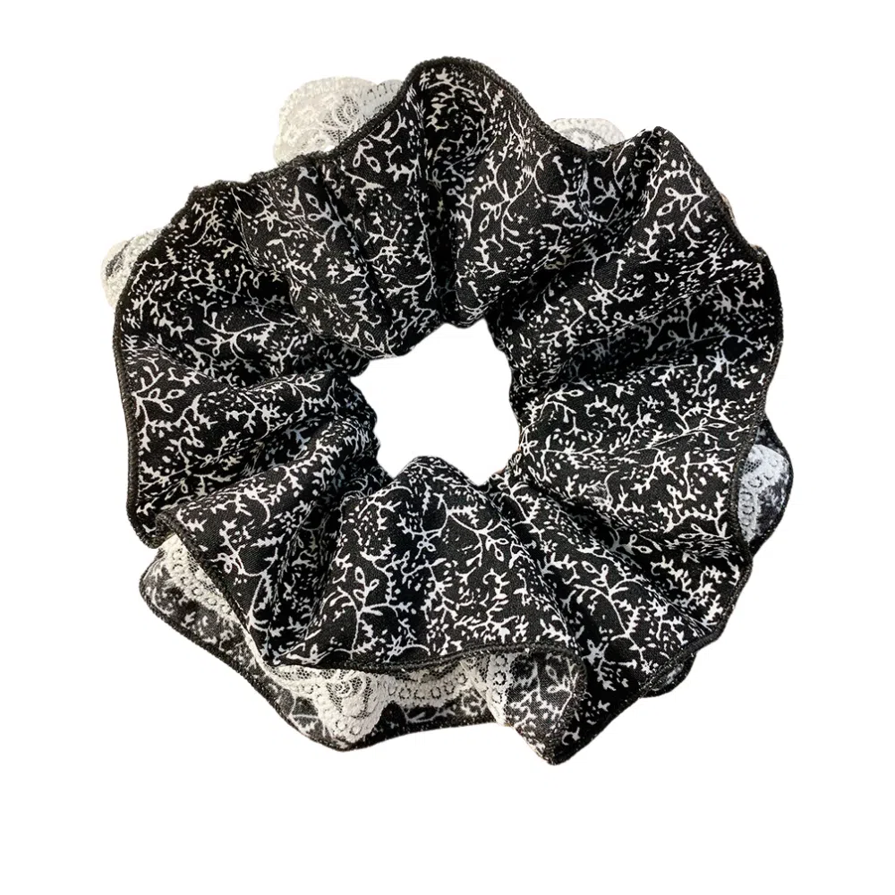 彤彤兔 法式蕾丝碎花双层大肠高级感扎头超大 布艺 发圈 女款