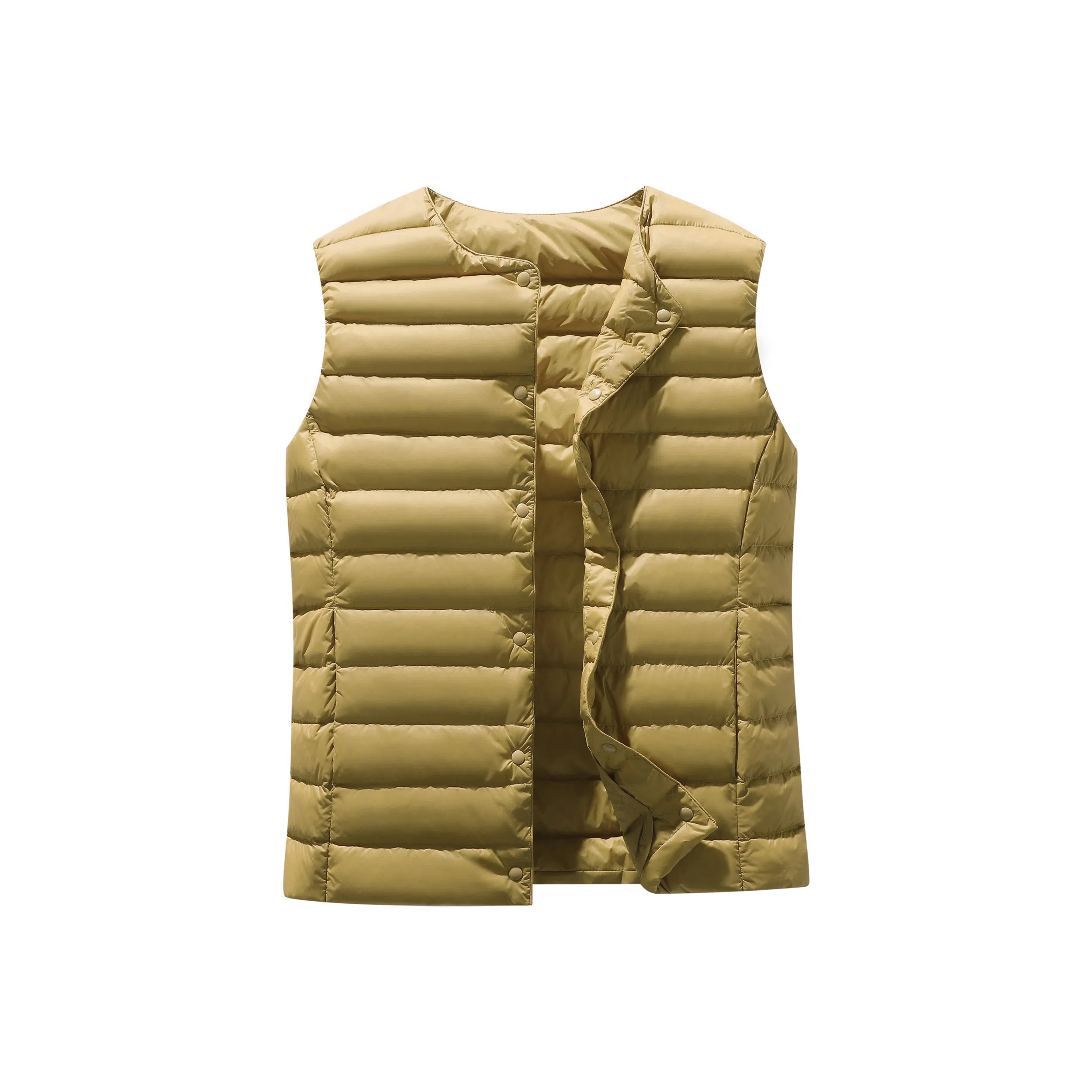 鸭鸭 纯色单排扣圆领无袖内搭外穿百搭日系极简风羽绒马甲 女款