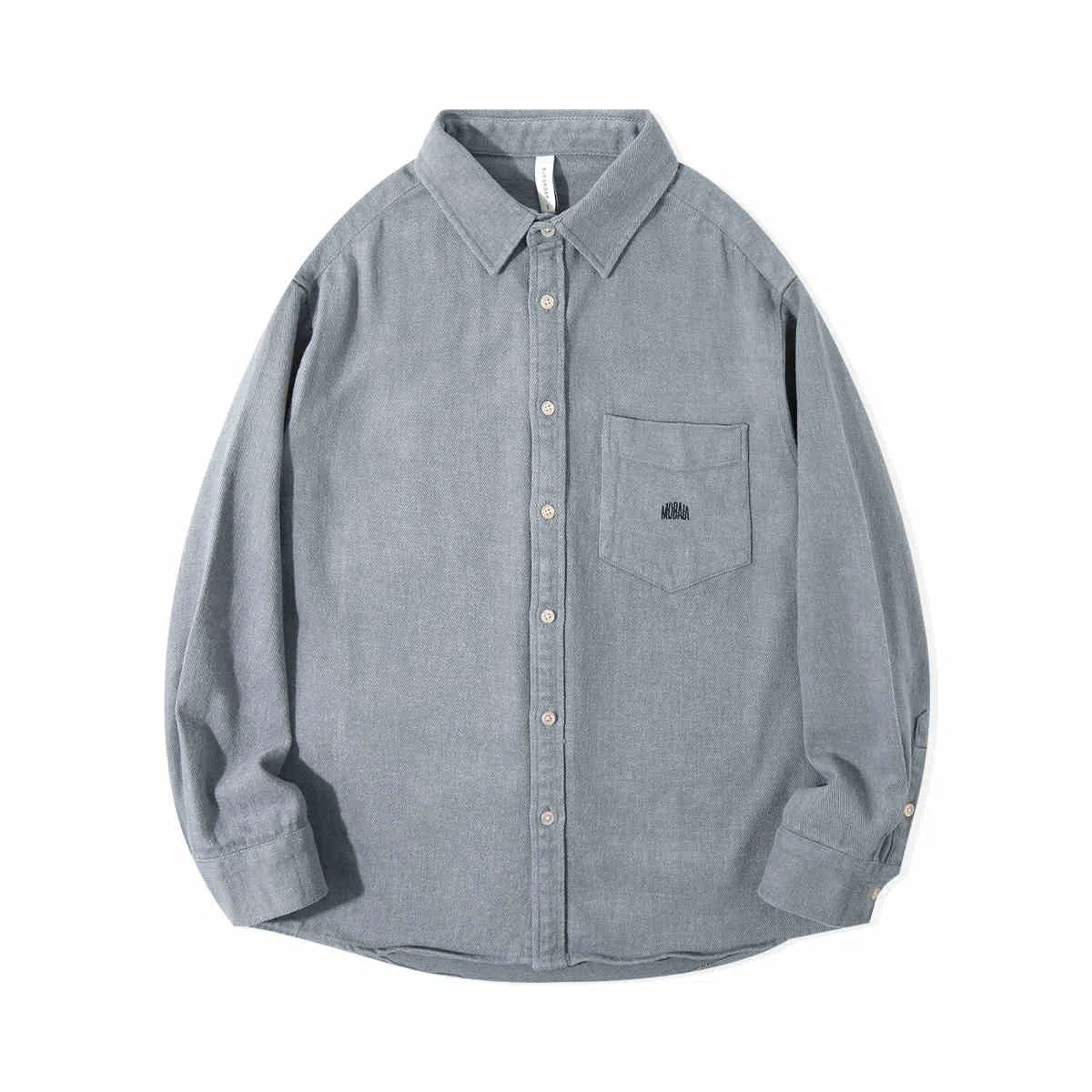 重磅基础 字母纯色翻领纽扣宽松落肩长袖衬衫 女款