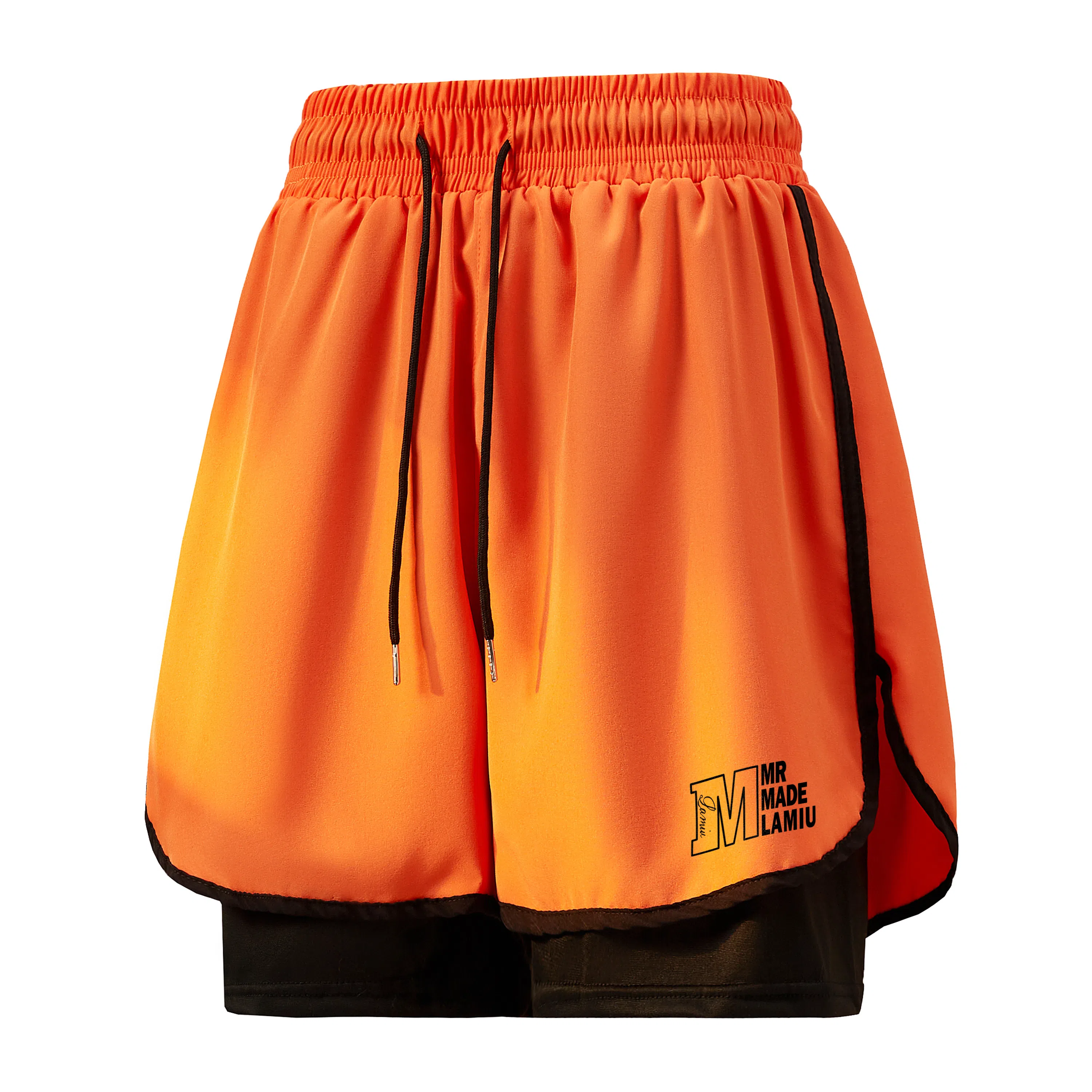 兰缪 日系纯色透气柔软户外宽松亲肤运动五分裤休闲短裤 男女同款