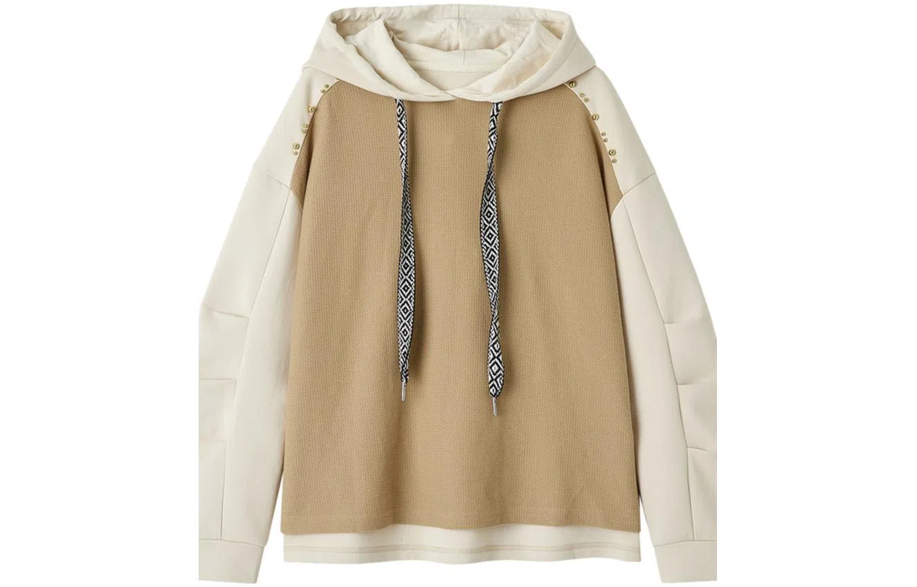 【dme】 休闲宽松连帽长袖卫衣 女款 杏色