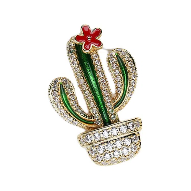 山一丸 仙人掌防走光领口装饰小领扣领针别针胸花配饰可爱日系 环保铜 胸针 女款