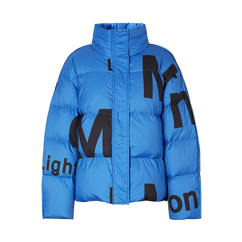 美特斯邦威 国潮立领短款撞色防风保暖羽绒服 女款