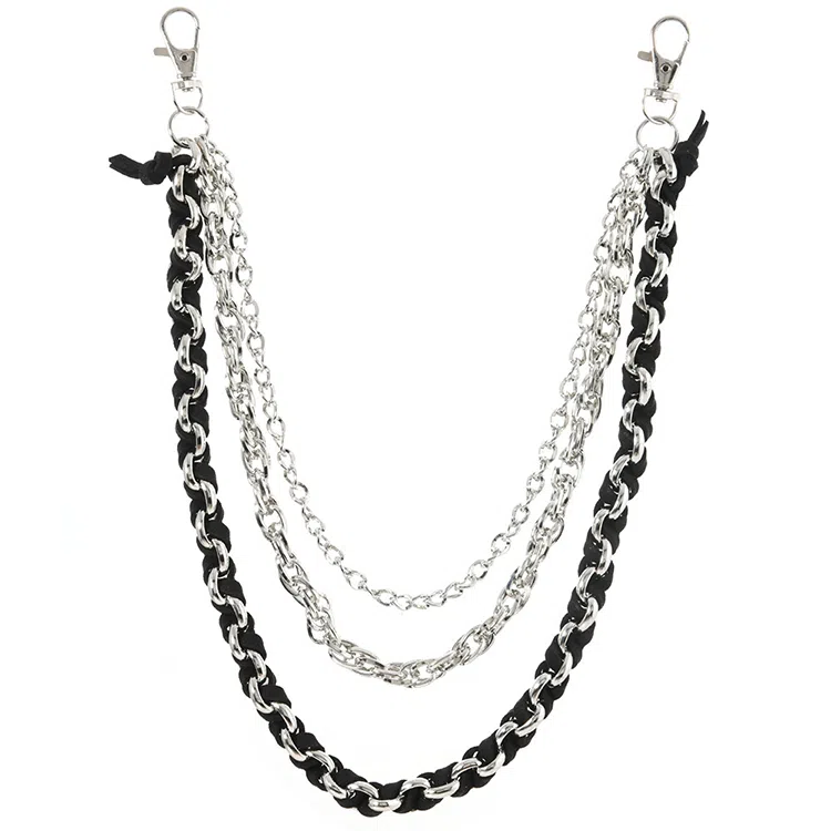 【不潮不出街】 浪莎 个性朋克风嘻哈牛仔休闲潮流百搭编织多层 合金 裤链 男女同款情侣款