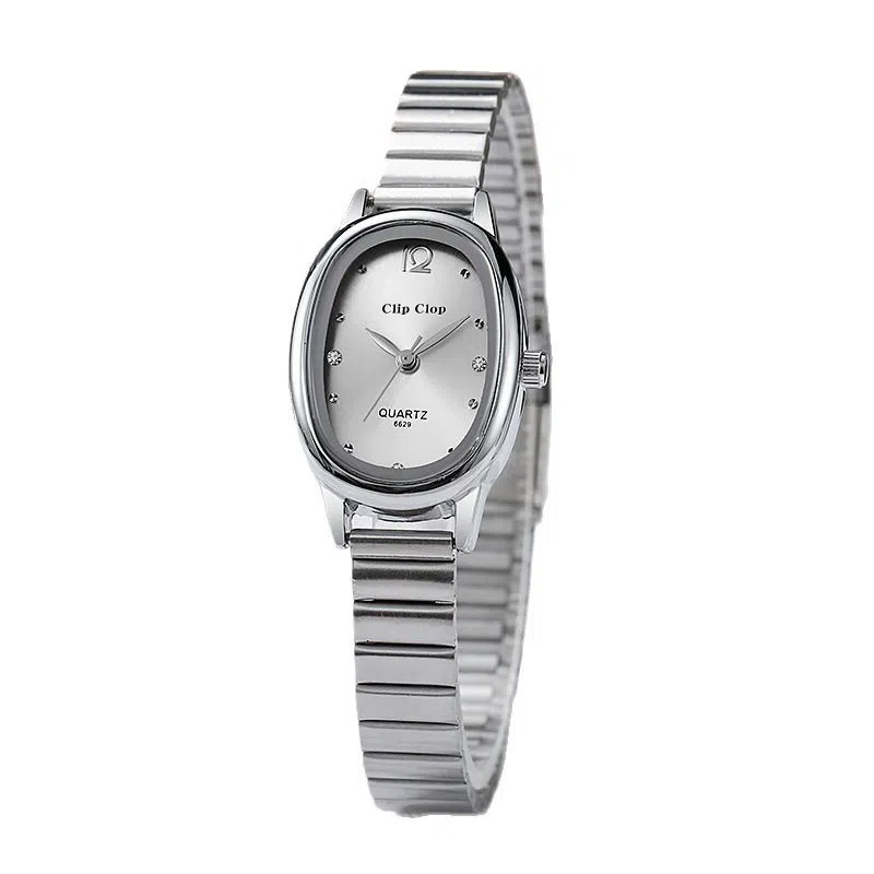 Clip Clop Oval Quartz Silver