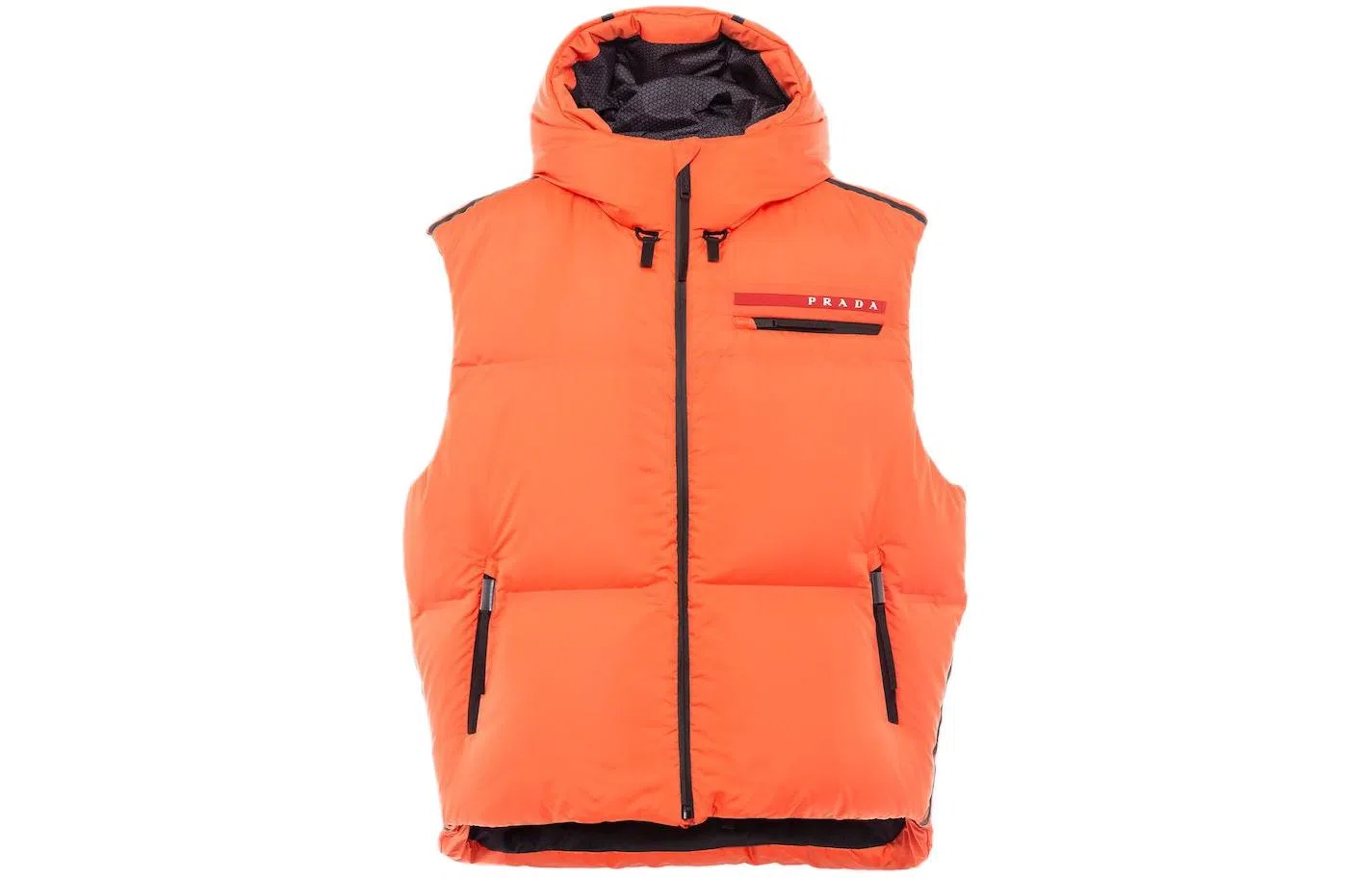 Prada Logo Multi-Pocket Zipper Vest Orange