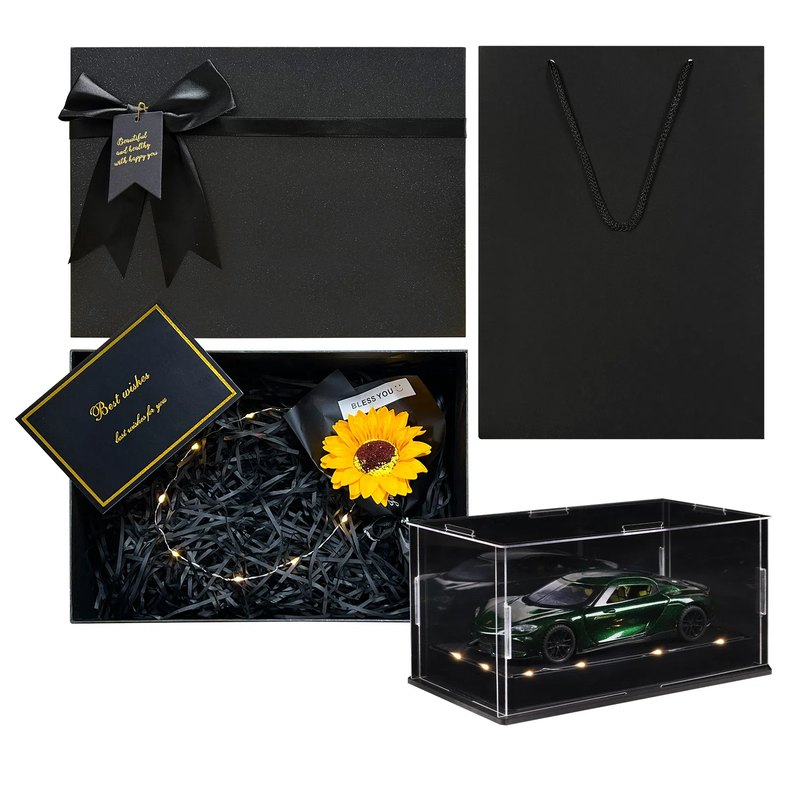 金车将 柯尼塞格 双子座 仿真合金车模 氛围感灯光展示礼盒礼袋 成品模型