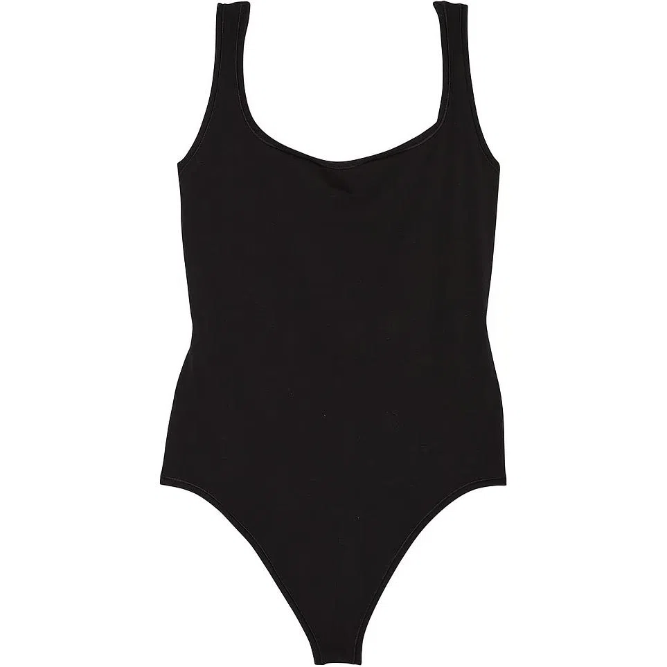 Victoria's Secret PINK BASE COTTON BODYSUIT Pure Black