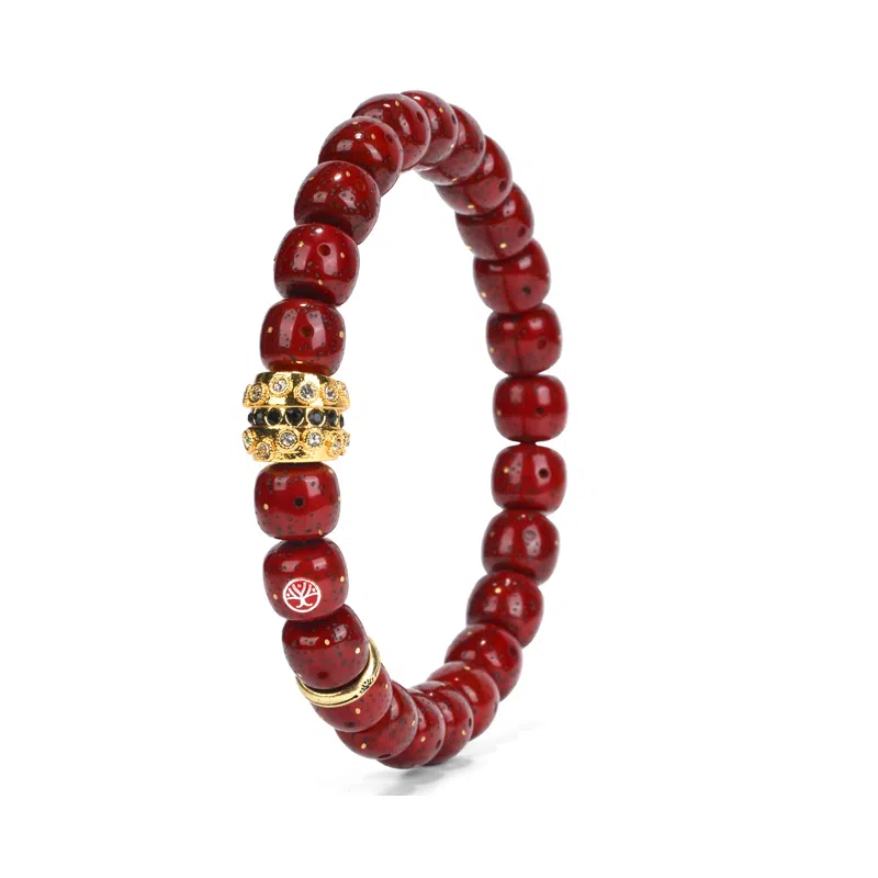 钰澜文玩 金爻 离火红银标朱供马蹄珠搭配款佛珠 星月菩提 手串 男女同款情侣款