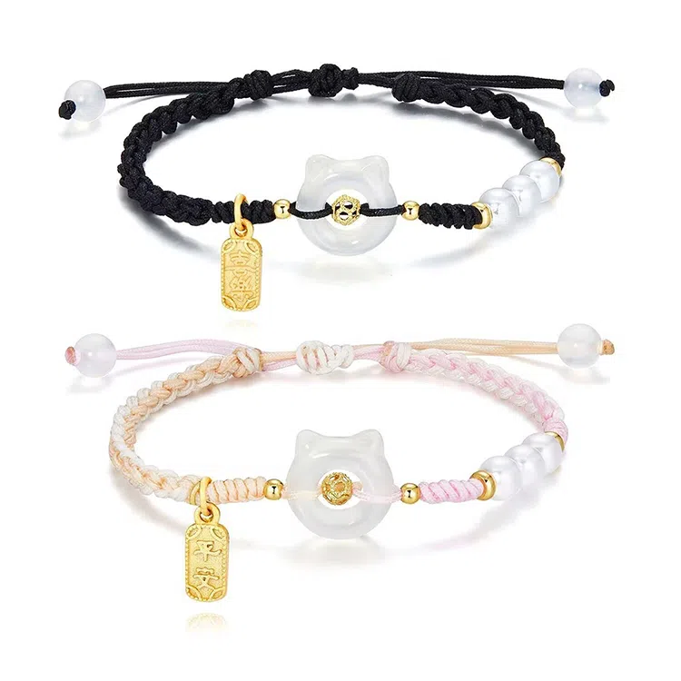 玄唐 猫咪平安扣编织简约款新中式本命年喜乐 琉璃 手绳 女款