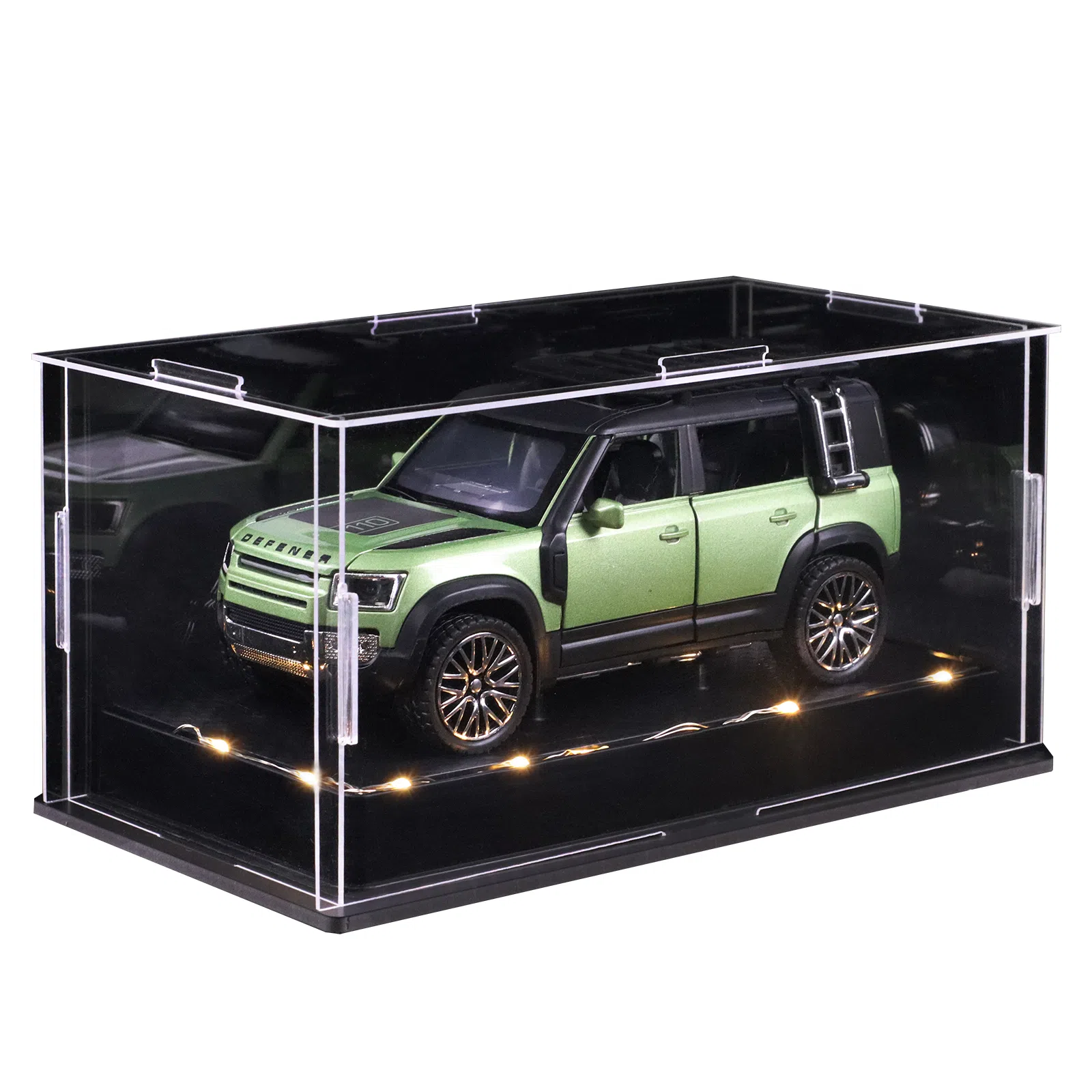 金车将 路虎卫士 合金车模 回力行驶 灯光音效 车门可开 收藏 桌面装饰 成品模型