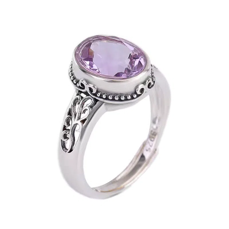 小银匠 个性百搭小众设计时尚天然 紫水晶 戒指 女款