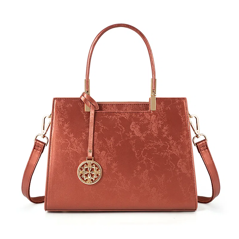 维尼奥 新中式国风提花刺绣高级感时尚气质 合成革 单肩斜挎手提包 常规 女款 红色