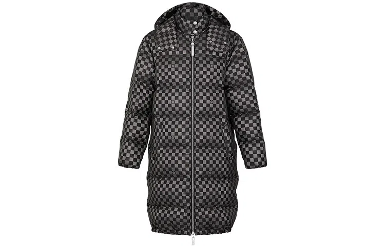Louis Vuitton FW21 Checkerboard Long Hooded Down Jacket Black