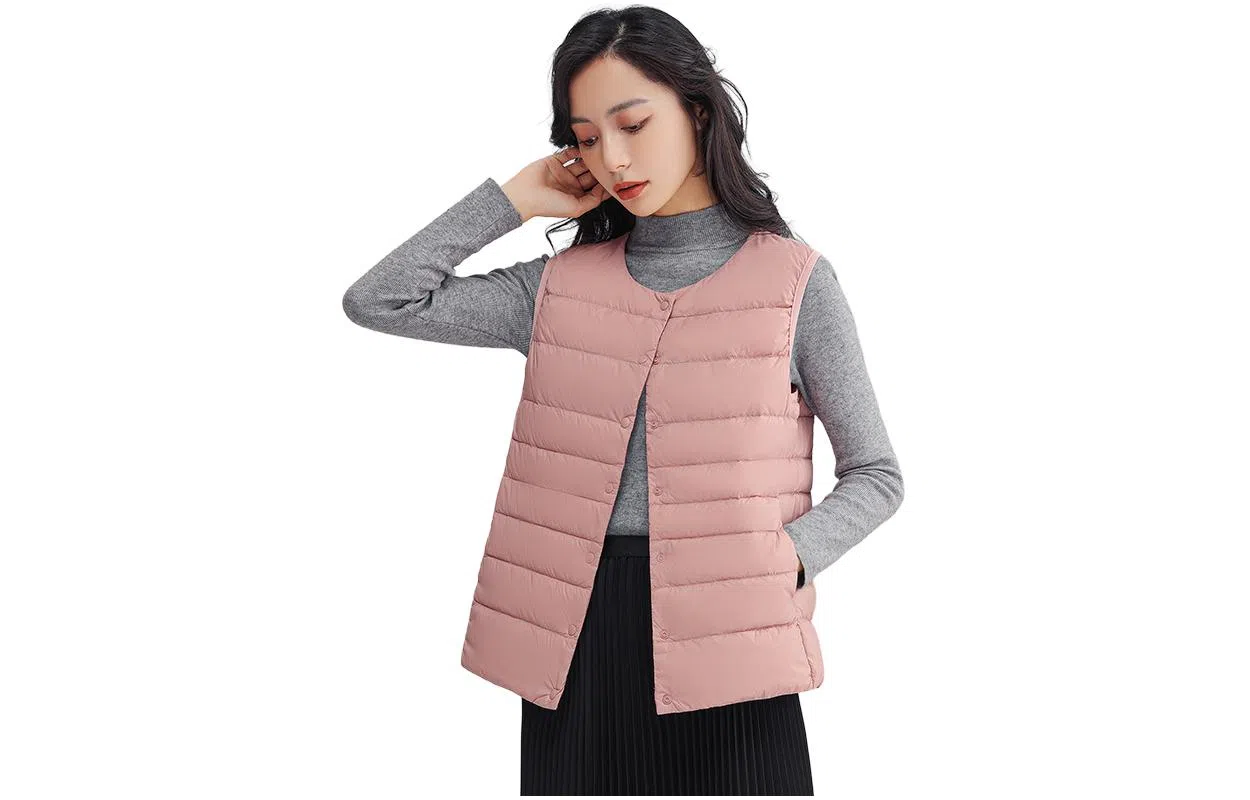 鸭鸭 纯色短款暗扣休闲羽绒服 女款