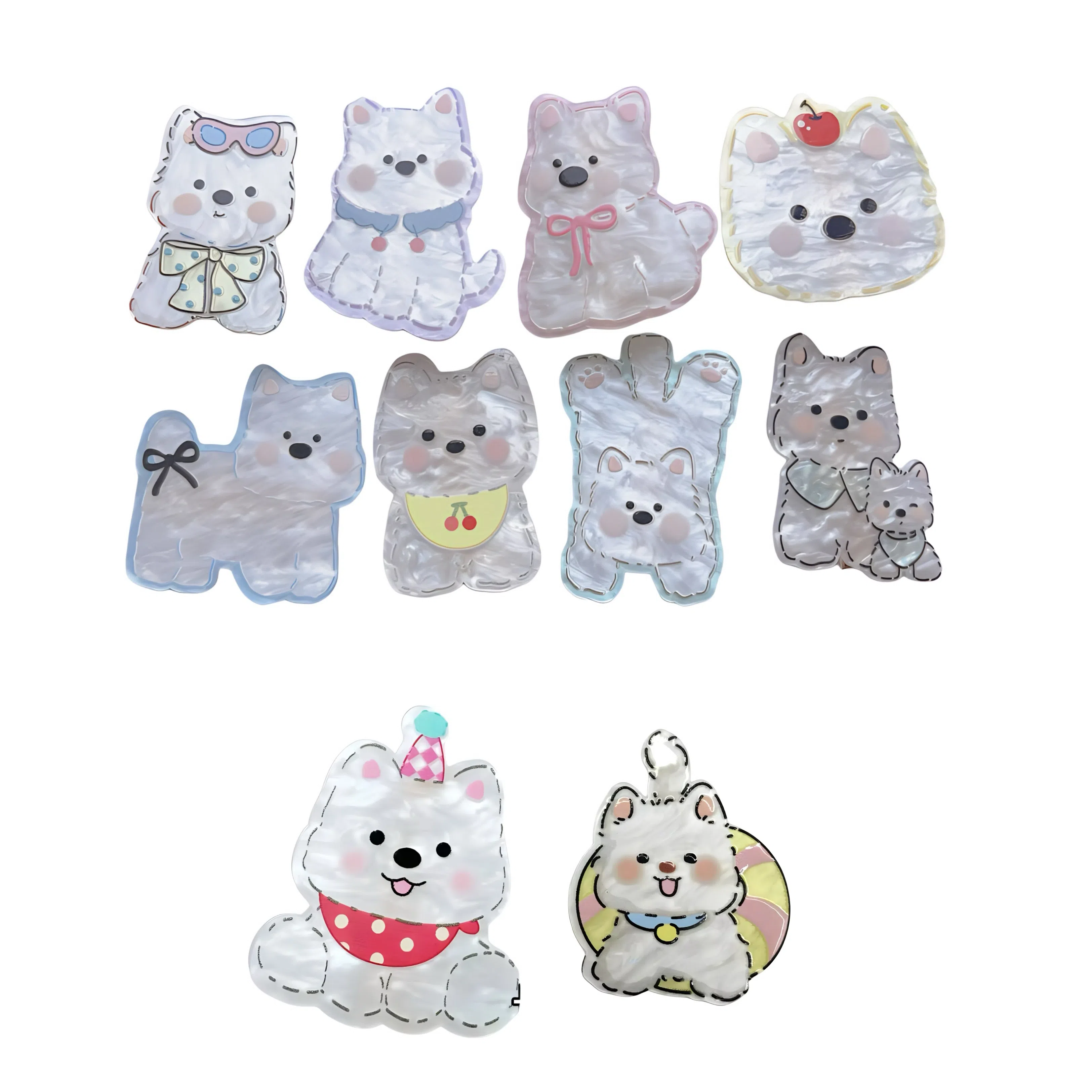 希铃 可爱甜美精致百搭西高地比熊狗狗布偶小猫 树脂 发夹 女款