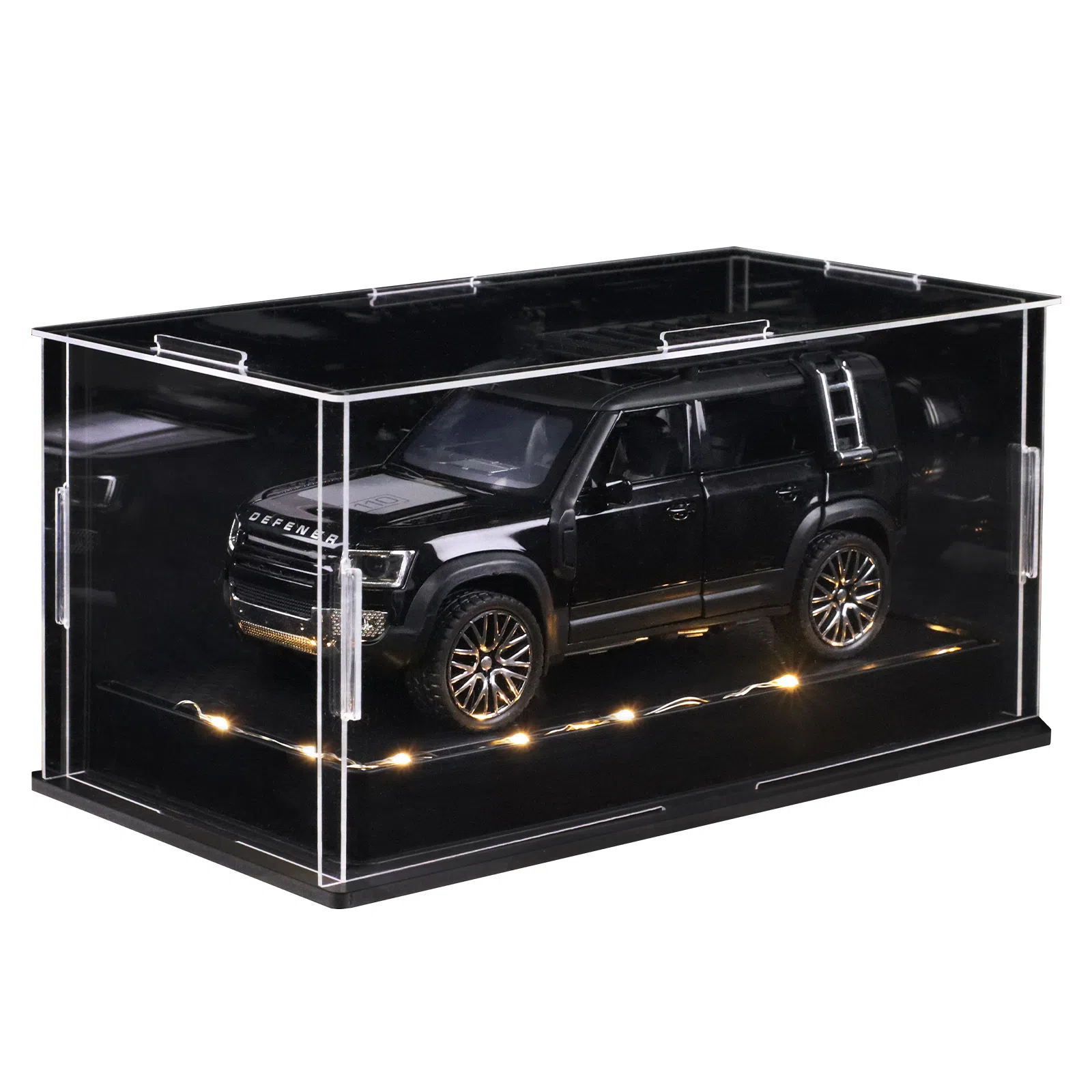 金车将 路虎卫士 合金车模 回力行驶 灯光音效 车门可开 收藏 桌面装饰 成品模型