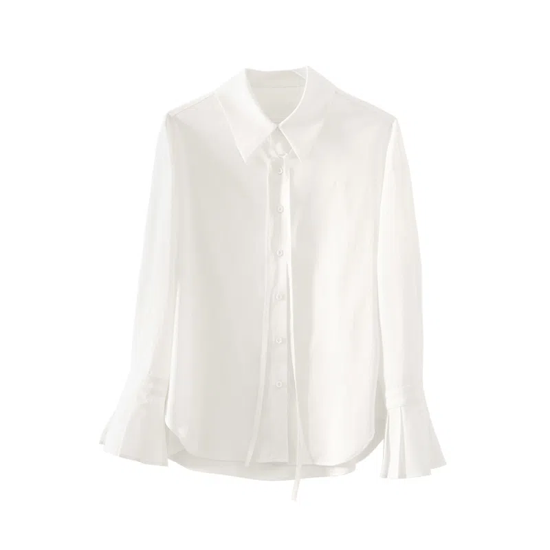 娅丽达 纯色简约百搭通勤长袖衬衫 女款 白色