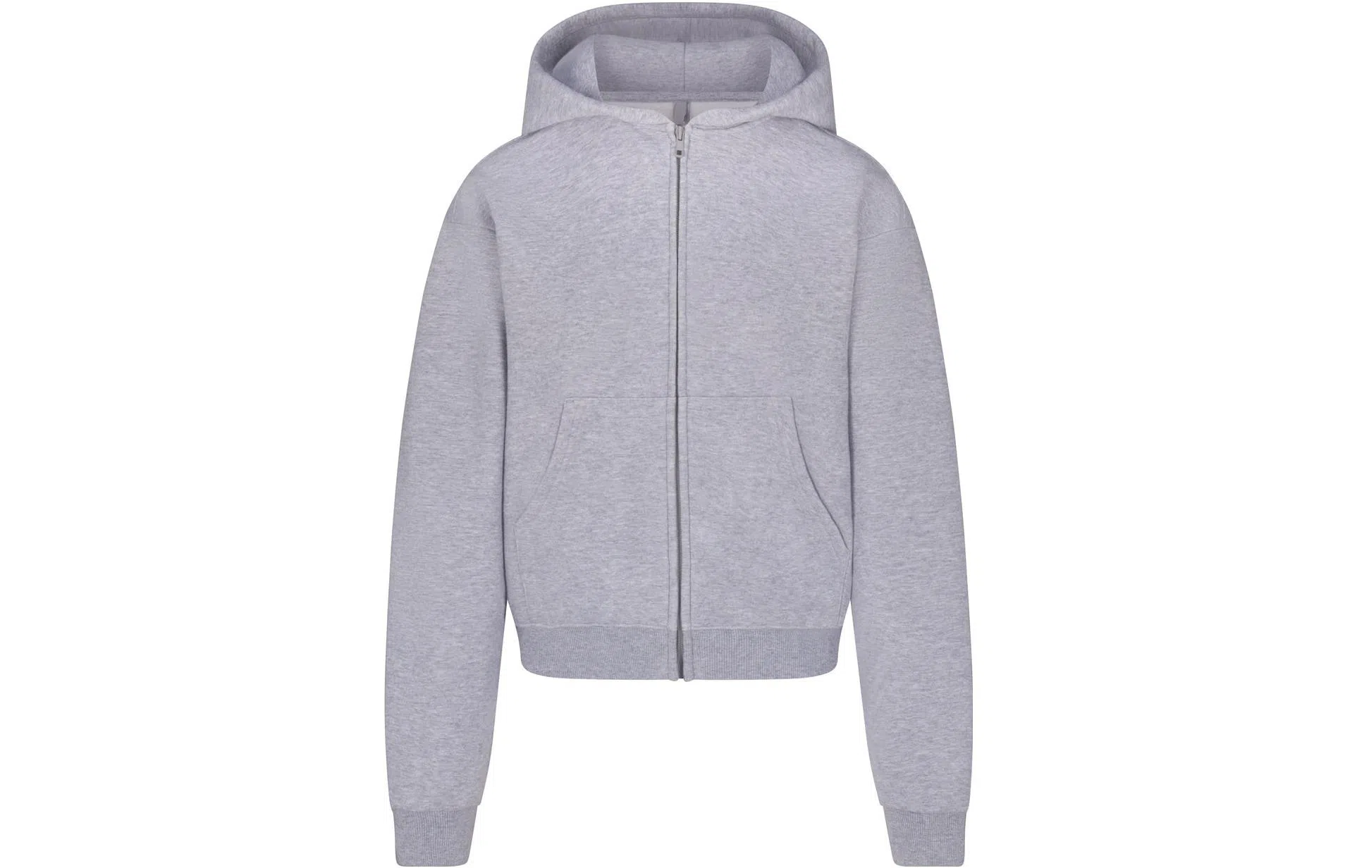 SKIMS Cotton Fleece Classic Zip Up Hoodie Heather Grey