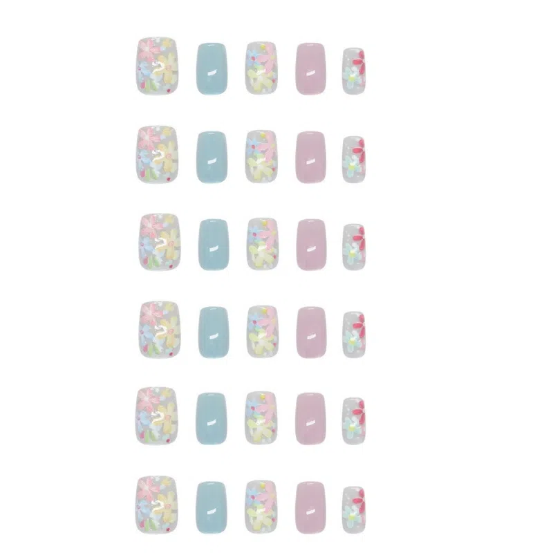 馨枕居 春日清新小花猫  穿戴甲 方圆粉色晕染