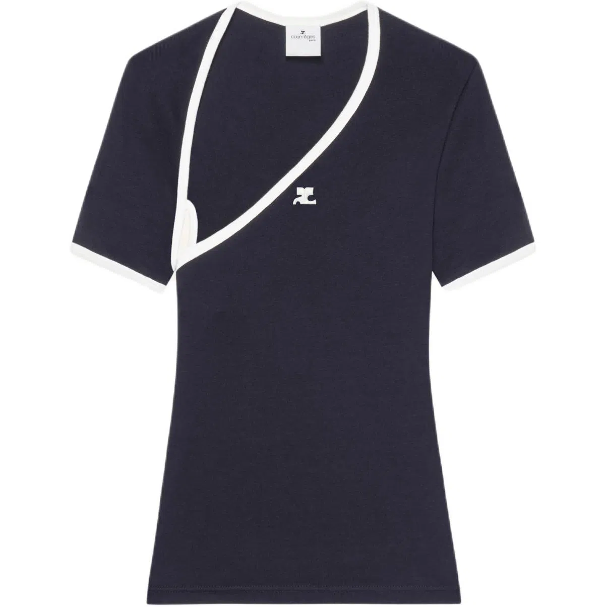 COURREGES FW24 SLASH CONTRAST T-SHIRT T Black Heritage White